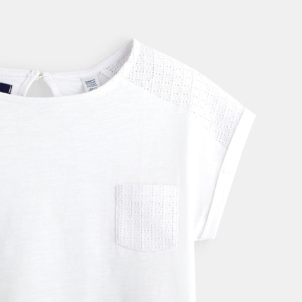 Avis T-shirt détail ajouré blanc fille OKAIDI 3