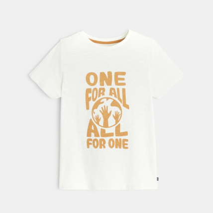 Avis T-shirt manches courtes "one for all, all for one" blanc garçon OKAIDI 2