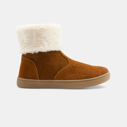 Avis Boots croûte de cuir irisée col fourré beige fille OKAIDI 1