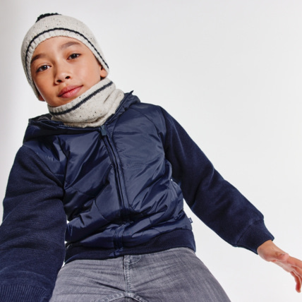 Avis Bonnet et snood chinés coordonnés blanc garçon OKAIDI 1