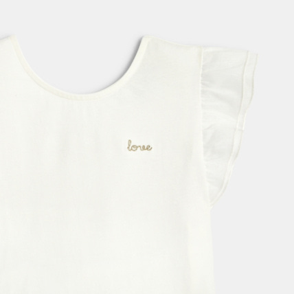 Avis T-shirt "love" à manches volantées blanc fille OKAIDI 2