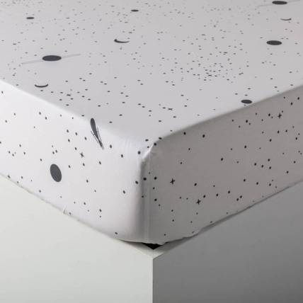 Avis Drap housse pur coton imprimé constellations cosmic CARRE BLANC 1