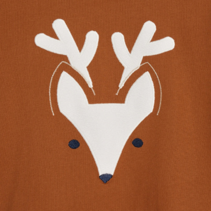 Avis T-shirt doux à motif patché Caribou marron fille OKAIDI 2