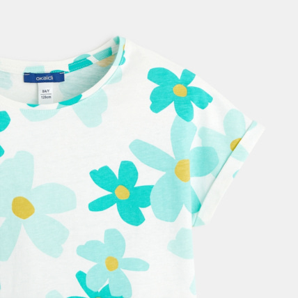Avis T-shirt grandes fleurs vert fille OKAIDI 3