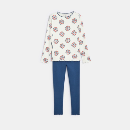Avis Pyjama 2 pièces à pois fleuris bleu fille OKAIDI 1