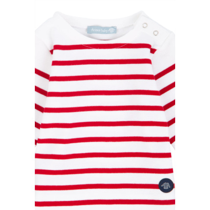 Avis Marinière "Amiral" Baby - coton épais - Blanc/Braise ARMOR-LUX 2