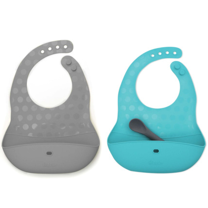 Avis Lot de 2 bavoirs et cuillères en silicone - Pöket Bblüv 4
