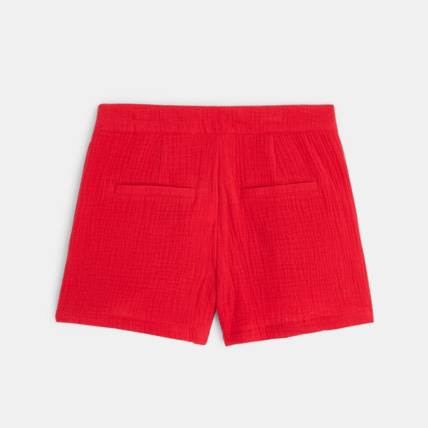 Avis Short uni en gaze de coton rouge fille OKAIDI 4