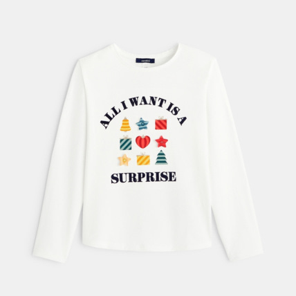 Avis T-shirt à motifs cadeaux blanc fille OKAIDI 1