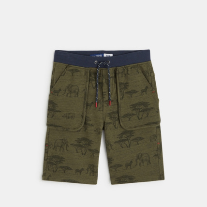 Avis Bermuda en molleton imprimé motif savane vert garçon OKAIDI 1