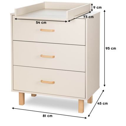 Avis Commode bébé en bois de hêtre 3 tiroirs avec plan à langer Laura Mon Mobilier Design 4