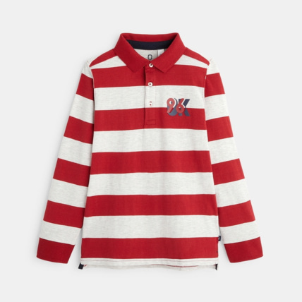 Avis Polo rayé à manches longues OK96 rouge garçon OKAIDI 2