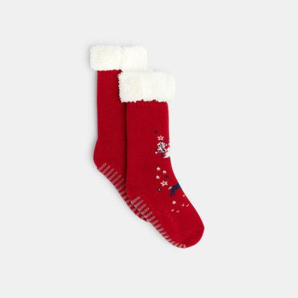 Avis Chaussettes montantes antidérapantes rouges fille OKAIDI 1