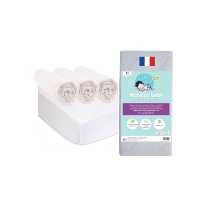 Avis Matelas 40x80 + 3 draps-housses coton Bio + 2 alèses Bio EASY DORT 1