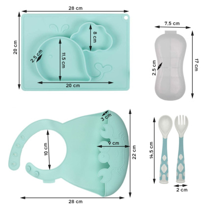 Avis Set assiette couverts bavoir en silicone pour bébé TASTY PLASTIMYR 4
