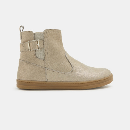 Avis Boots fourrées croûte de cuir jaunes fille OKAIDI 1