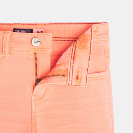 Avis Bermuda slim en toile hyperstretch fluo orange garçon OKAIDI 3