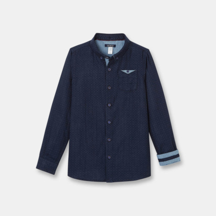 Avis Chemise en tubique effet plumetis bleue garçon OKAIDI 1