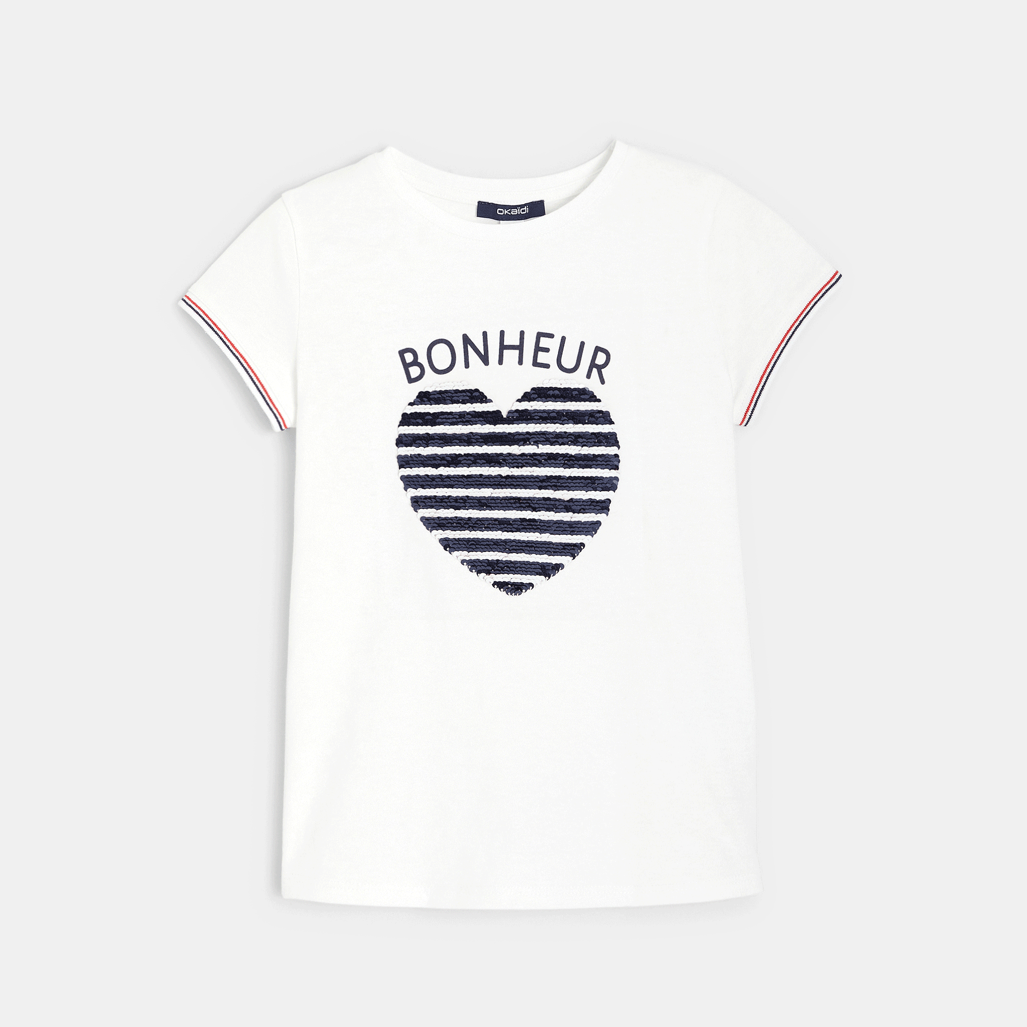 Avis T-shirt à sequins magiques blanc fille OKAIDI 5
