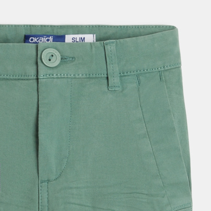 Avis Bermuda slim en toile unie vert garçon OKAIDI 2