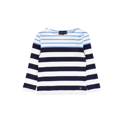 Avis Marinière rayures fantaisie Kids - coton épais - Milk/Lobelia/Marine Deep ARMOR-LUX 1
