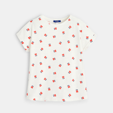 Avis T-shirt imprimé fleuri rouge fille OKAIDI 2