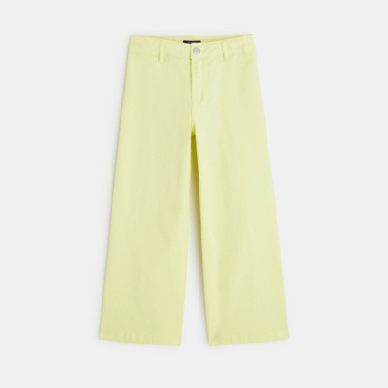 Avis Pantalon large toile stretch jaune fille OKAIDI 1