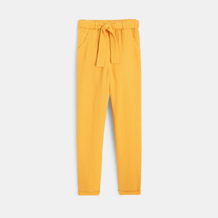 Avis Pantalon en gaze de coton jaune fille OKAIDI 2