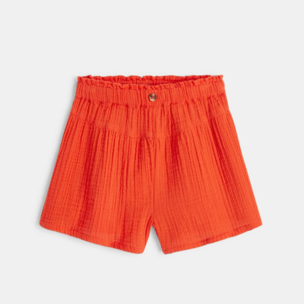 Avis Short en gaze de coton rouge fille OKAIDI 1
