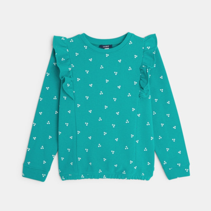 Avis Sweat-shirt imprimé à volants vert fille OKAIDI 2