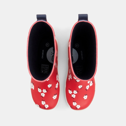 Avis Bottes de pluie fleuries rouges fille OKAIDI 2
