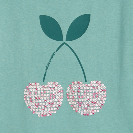 Avis T-shirt à sequins motif cerise vert fille OKAIDI 3