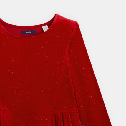 Avis Robe plissée en panne de velours pailleté rouge fille OKAIDI 4