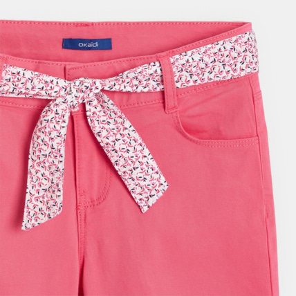 Avis Bermuda en toile unie + ceinture rose fille OKAIDI 3