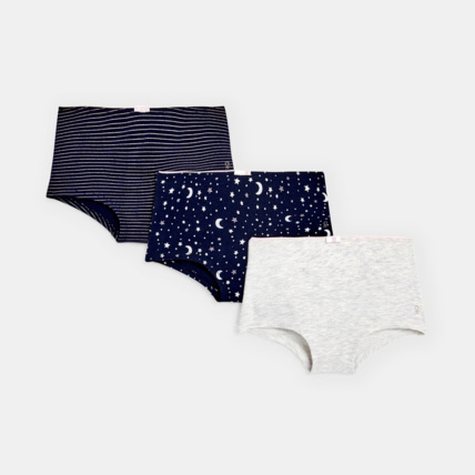 Avis Culottes coupe boxer en coton biologique (lot de 3) bleu fille OKAIDI 1