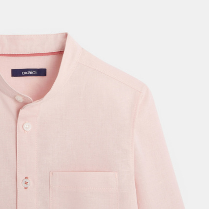 Avis Chemise en coton lin à col droit rose garçon OKAIDI 3