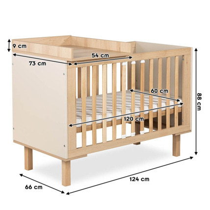 Avis Lit bébé évolutif à barreaux avec plan à langer amovible Laura Mon Mobilier Design 4