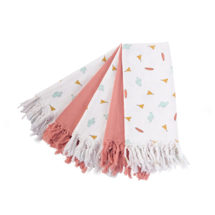 Avis Lot de 5 langes de coton Tetra Tipi avec franges Childhome 1