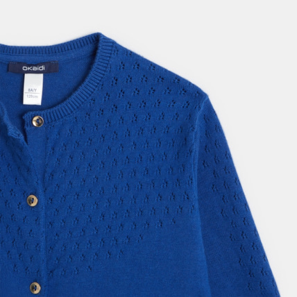 Avis Gilet tricot effet pointelle bleu fille OKAIDI 2