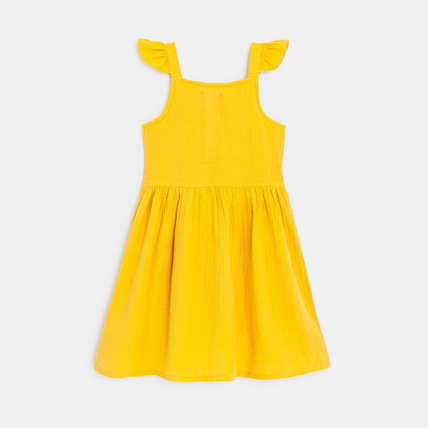 Avis Robe à bretelles en gaze de coton jaune fille OKAIDI 2