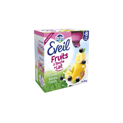 Avis Gourdes Eveil Fruits et Touche de Lait – Pomme-Banane-Cassis LACTEL 1