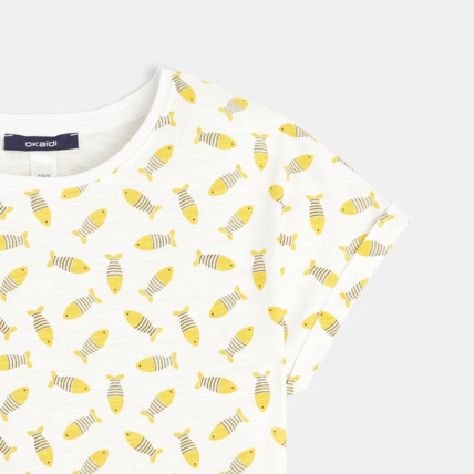 Avis T-shirt imprimé poissons jaune fille OKAIDI 2