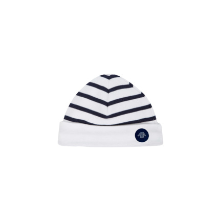 Avis Bonnet "Morgan" Baby - coton épais - Blanc/Navire ARMOR-LUX 1