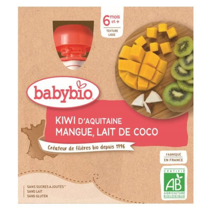 Avis Petits pots Mes Fruits Gourdes Kiwi Mangue Lait de Coco Babybio 1