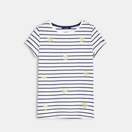 Avis T-shirt rayé fantaisie bleu fille OKAIDI 2
