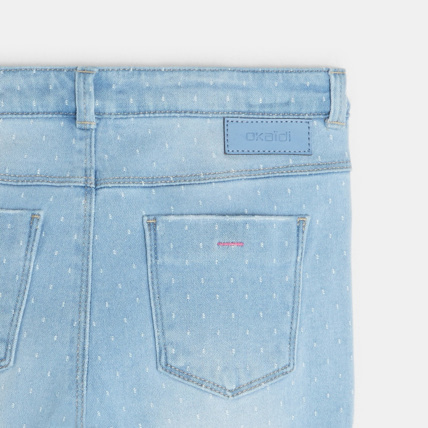 Avis Jean skinny à pois brodés bleu fille OKAIDI 4