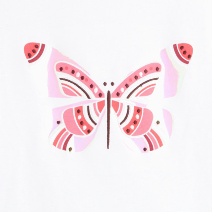 Avis T-shirt manches courtes à motif Papillon blanc fille OKAIDI 3