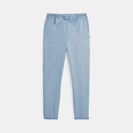 Avis Pantalon carrot en jean léger bleu fille OKAIDI 2
