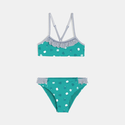 Avis Maillot de bain 2 pièces imprimé vert fille OKAIDI 1