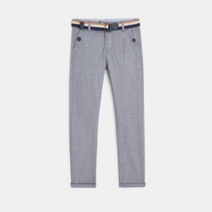 Avis Pantalon chino ceinturé en toile turquoise garçon OKAIDI 1